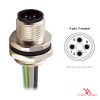 M12 T-Coded Panel-Mount Receptacle, Pre-Wired Leads, male straight, rear mount M12 T-Coded Panel-Mount Receptacle, Pre-Wired Leads, male straight, rear mount