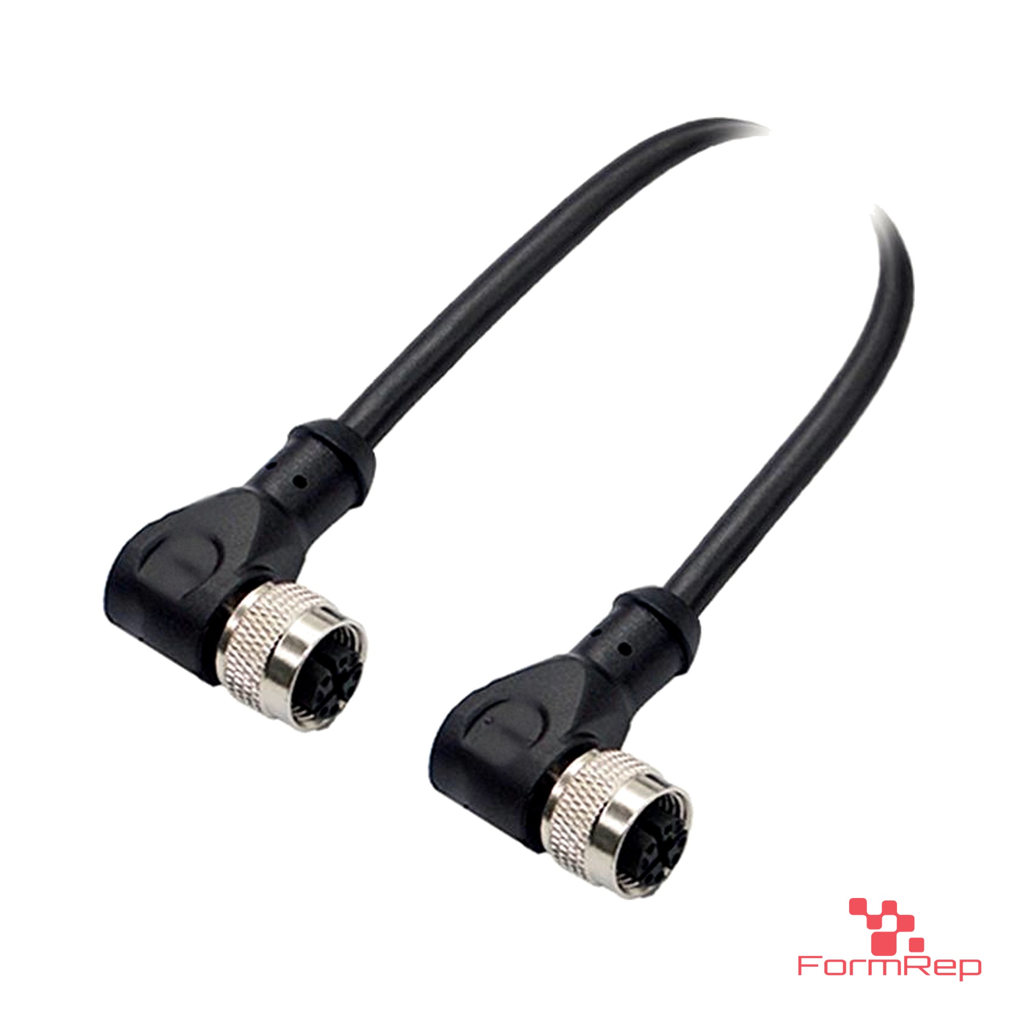 M12 X-Coded Female to Female Right-Angle Cable