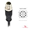 M12 X-Coded Male Straight Molded Cable, Single-Ended, with pin layout M12 X-Coded Male Straight Molded Cable, Single-Ended, with pin layout