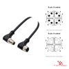 M12 X-Coded Male Right-Angle to Female Right-Angle Cable, with pin layout M12 X-Coded Male Right-Angle to Female Right-Angle Cable, with pin layout