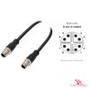 M12 X-Coded Male to Male Straight Cable, with pin layout M12 X-Coded Male to Male Straight Cable, with pin layout