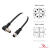 M12 X-Coded Male Right-Angle to Female Straight Cable, with pin layout M12 X-Coded Male Right-Angle to Female Straight Cable, with pin layout