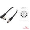M12 X-Coded Male Straight to Male Right-Angle Cable, with pin layout M12 X-Coded Male Straight to Male Right-Angle Cable, with pin layout