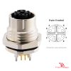 M12 X-Coded Panel-Mount Receptacle, PCB Pins, female straight, front mount M12 X-Coded Panel-Mount Receptacle, PCB Pins, female straight, front mount