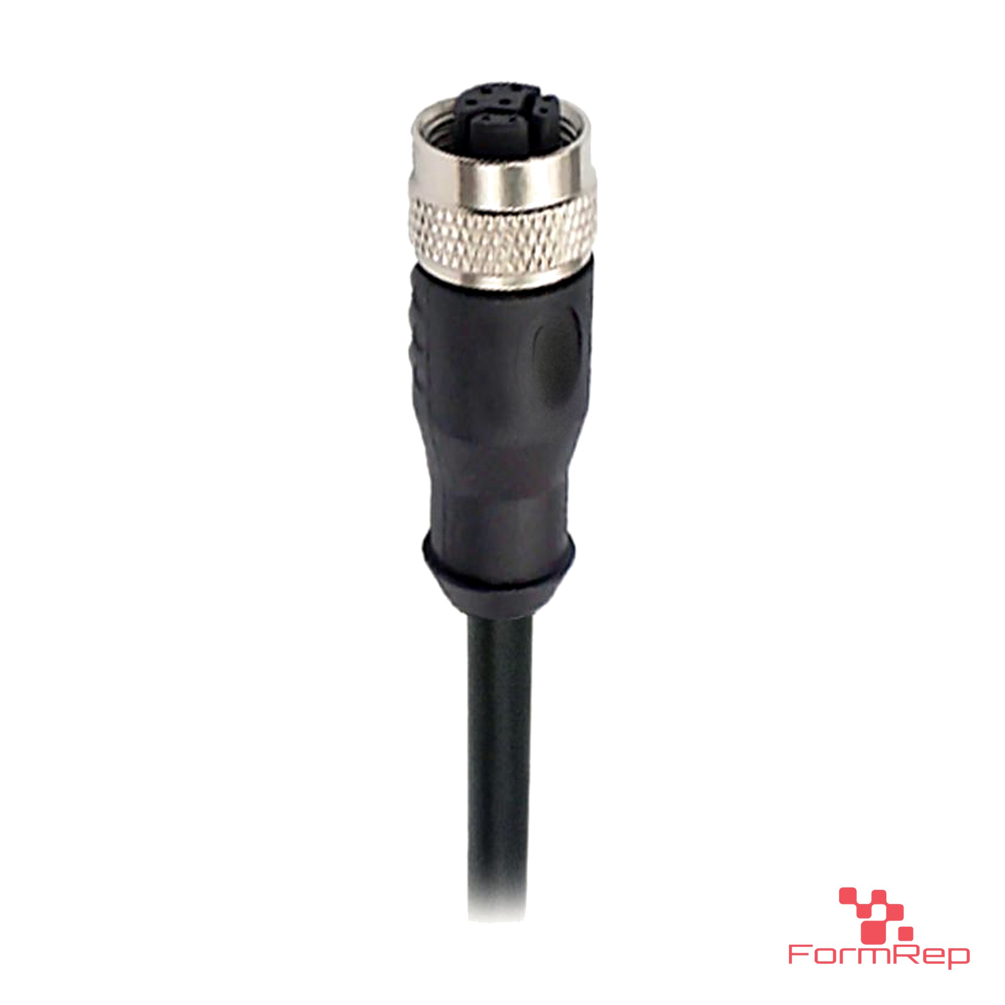 M12 Y-Coded Female Straight Molded Cable, Single-Ended