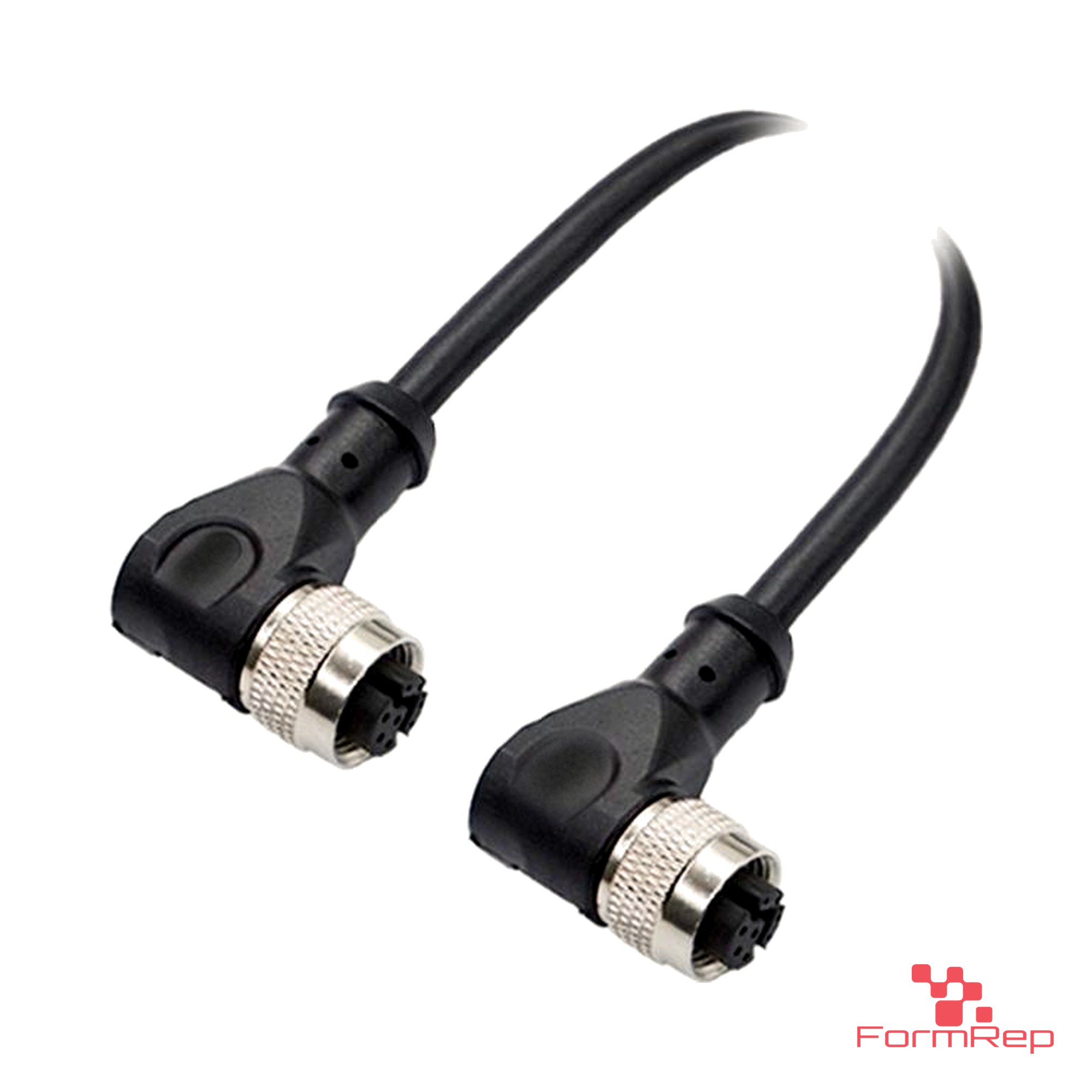 M12 Y-Coded Female to Female Right-Angle Cable