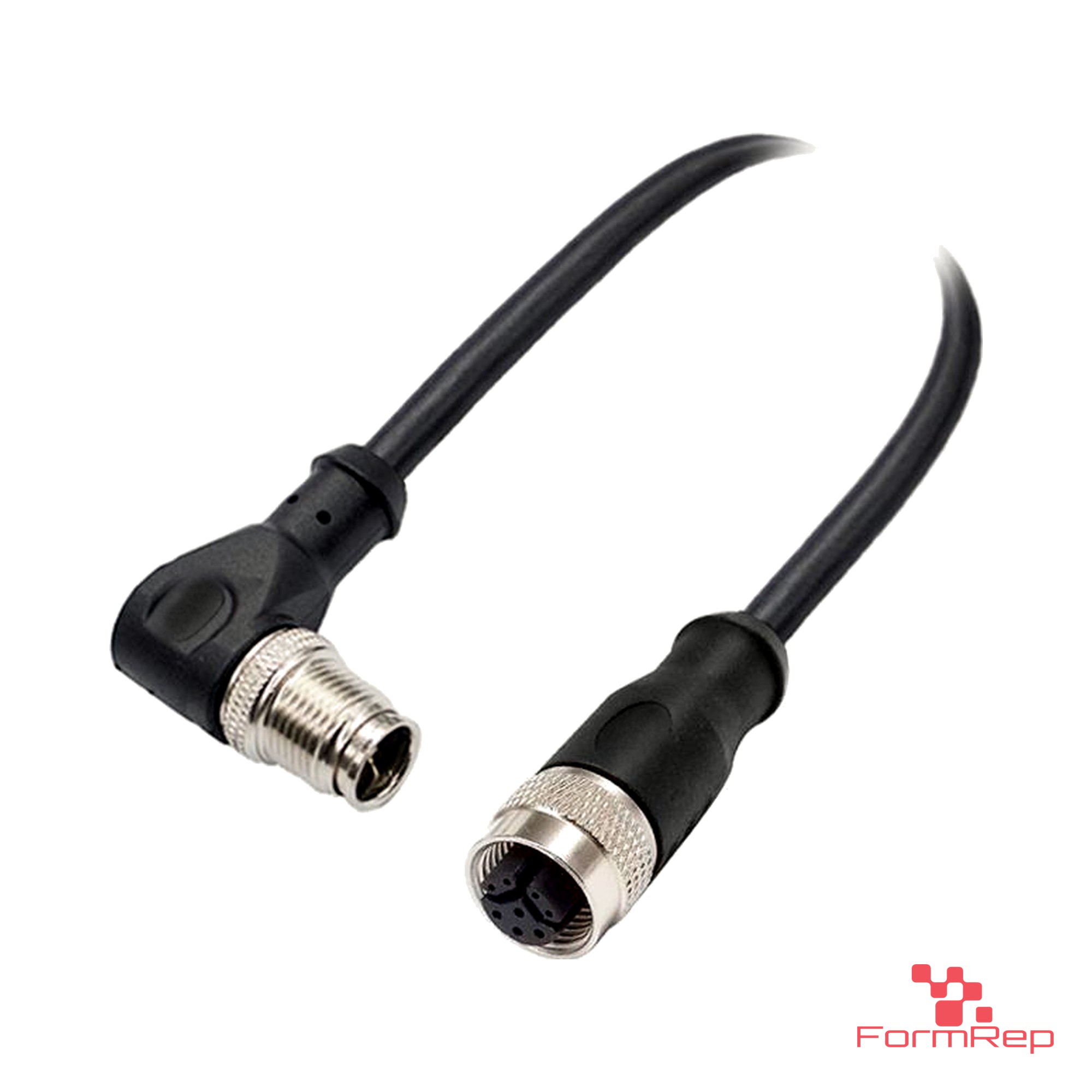 M12 Y-Coded Male Right-Angle to Female Straight Cable