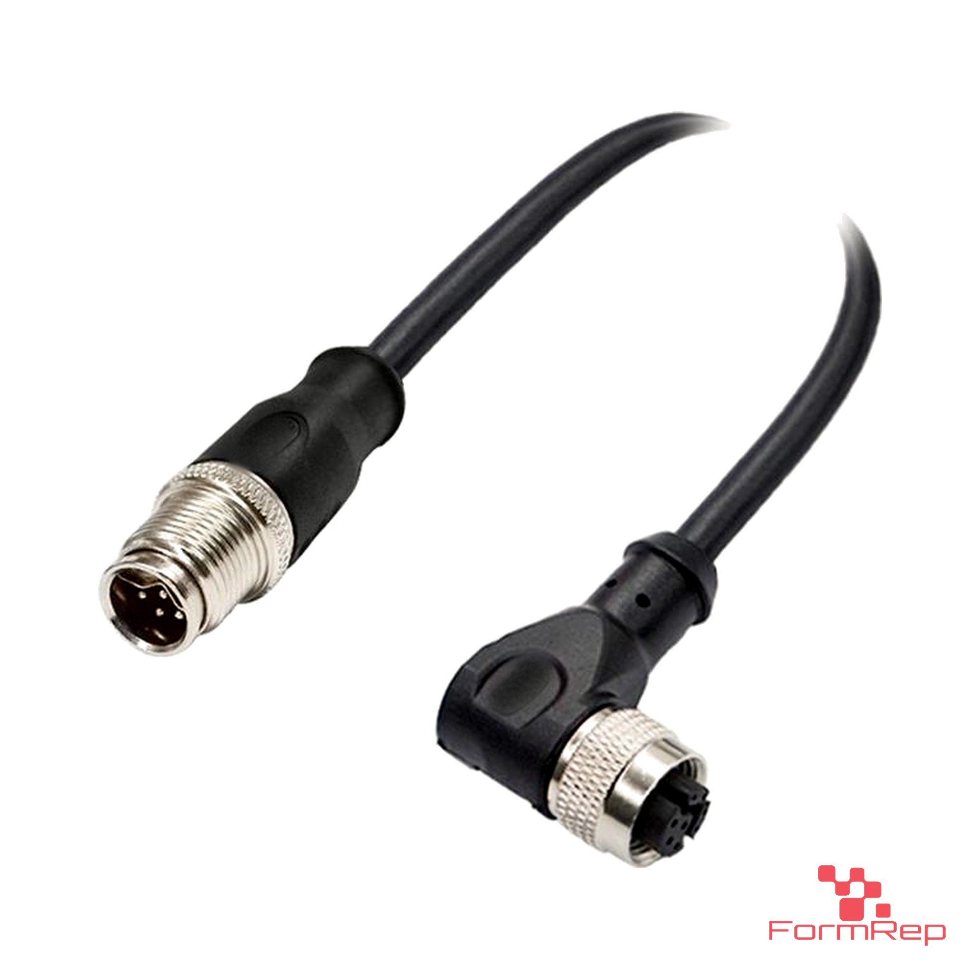 M12 Y-Coded Male Straight to Female Right-Angle Cable