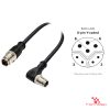M12 Y-Coded Male Straight to Male Right-Angle Cable, with pin layout M12 Y-Coded Male Straight to Male Right-Angle Cable, with pin layout