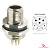 M12 Y-Coded Panel-Mount Receptacle, PCB Pins, male straight, rear mount M12 Y-Coded Panel-Mount Receptacle, PCB Pins, male straight, rear mount