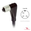 M5 Female Right-Angle Molded Cable, Single-Ended, 3-pin, with pin layout M5 Female Right-Angle Molded Cable, Single-Ended, 3-pin, with pin layout