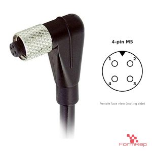 M5 Female Right-Angle Molded Cable, Single-Ended, 4-pin, with pin layout