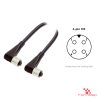 M5 Female to Female Right-Angle Cable, 4-pin, with pin layout M5 Female to Female Right-Angle Cable, 4-pin, with pin layout