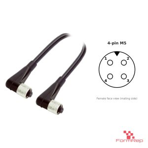 M5 Female to Female Right-Angle Cable, 4-pin, with pin layout