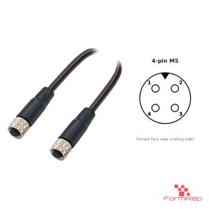 M5 Female to Female Straight Cable, 4-pin, with pin layout