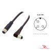 M5 Female Straight to Female Right-Angle Cable, 3-pin, with pin layout M5 Female Straight to Female Right-Angle Cable, 3-pin, with pin layout