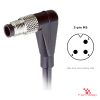 M5 Male Right-Angle Molded Cable, Single-Ended, 3-pin, with pin layout