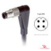 M5 Male Right-Angle Molded Cable, Single-Ended, 4-pin, with pin layout