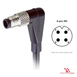 M5 Male Right-Angle Molded Cable, Single-Ended, 4-pin, with pin layout