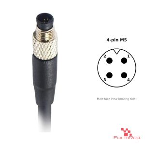 M5 Male Straight Molded Cable, Single-Ended, 4-pin, with pin layout