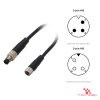 M5 Male to Female Straight Extension Cable, 3-pin, with pin layout M5 Male to Female Straight Extension Cable, 3-pin, with pin layout