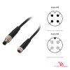 M5 Male to Female Straight Extension Cable, 4-pin, with pin layout M5 Male to Female Straight Extension Cable, 4-pin, with pin layout