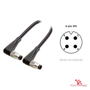 M5 Male to Male Right-Angle Cable, 4-pin, with pin layout