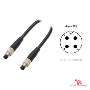 M5 Male to Male Straight Cable, 4-pin, with pin layout