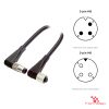 M5 Male Right-Angle to Female Straight Cable, 3-pin, with pin layout
