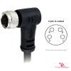 M8 Female Right-Angle Molded Cable, Single-Ended, 4-pin A-coded M8 Female Right-Angle Molded Cable, Single-Ended, 4-pin A-coded