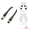 M8 Male to Female Straight Extension Cable, 4-pin A-coded M8 Male to Female Straight Extension Cable, 4-pin A-coded