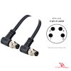 M8 Male to Male Right-Angle Cable, 4-pin A-coded