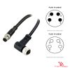 M8 Male Straight to Female Right-Angle Cable, 4-pin A-coded M8 Male Straight to Female Right-Angle Cable, 4-pin A-coded