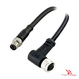 M8 Male Straight to Female Right-Angle Cable