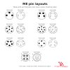 M8 Male Straight to Female Right-Angle Cable, pin layouts M8 Male Straight to Female Right-Angle Cable, pin layouts