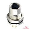 M8 Panel-Mount Receptacle, PCB Pins, female straight, front mount M8 Panel-Mount Receptacle, PCB Pins, female straight, front mount