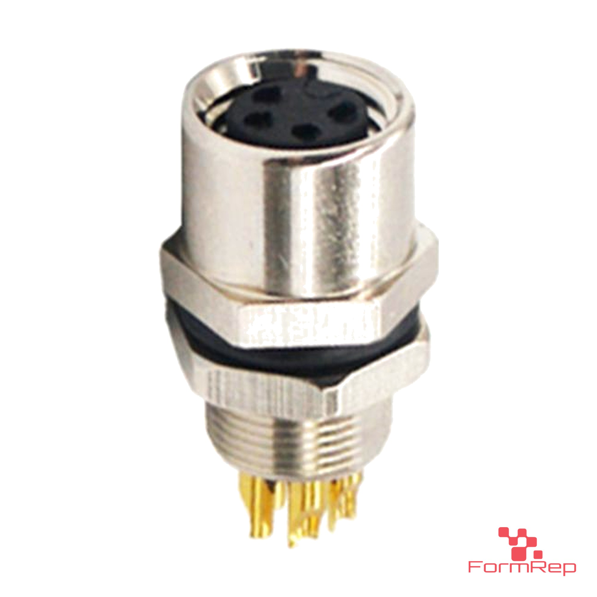 M8 Panel-Mount Receptacle, Solder Cups, female straight, rear mount M8 Panel-Mount Receptacle, Solder Cups, female straight, rear mount