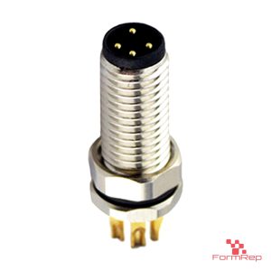 M8 Panel-Mount Receptacle, Solder Cups, male straight, front mount