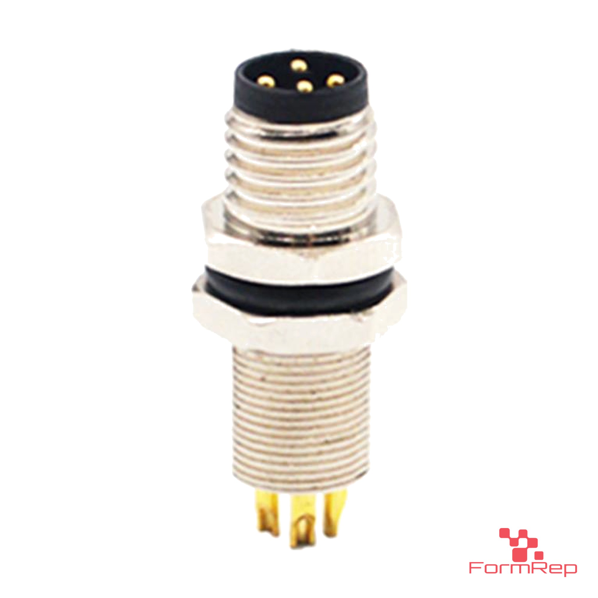 M8 Panel-Mount Receptacle, Solder Cups, male straight, rear mount M8 Panel-Mount Receptacle, Solder Cups, male straight, rear mount