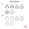 M8 Panel-Mount Receptacle, Solder Cups, pin layouts M8 Panel-Mount Receptacle, Solder Cups, pin layouts