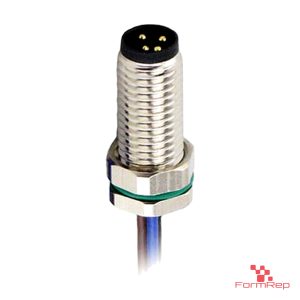 M8 Panel-Mount Receptacle, Pre-Wired Leads, male straight, front mount