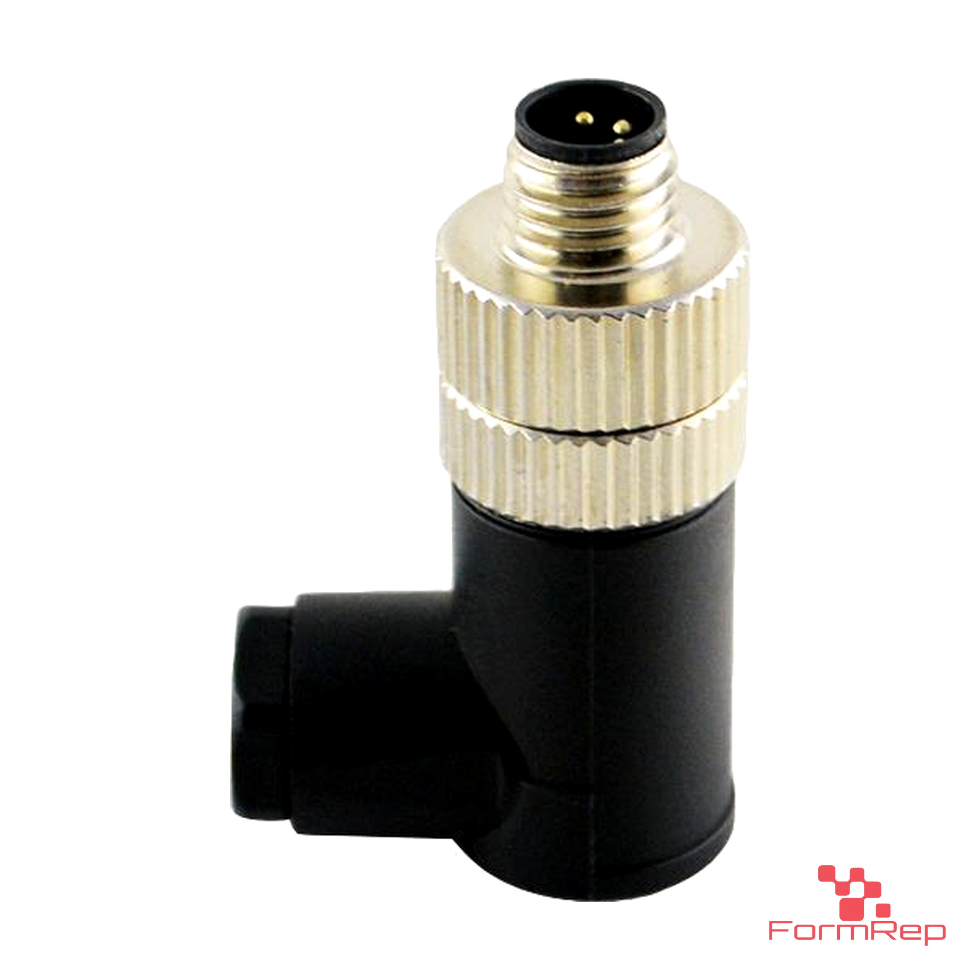 M8 A-Coded Field-Attachable Connector, Solder Termination, male right-angle M8 A-Coded Field-Attachable Connector, Solder Termination, male right-angle