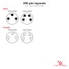 M8 A-Coded Field-Attachable Connector, Solder Termination, pin layouts M8 A-Coded Field-Attachable Connector, Solder Termination, pin layouts