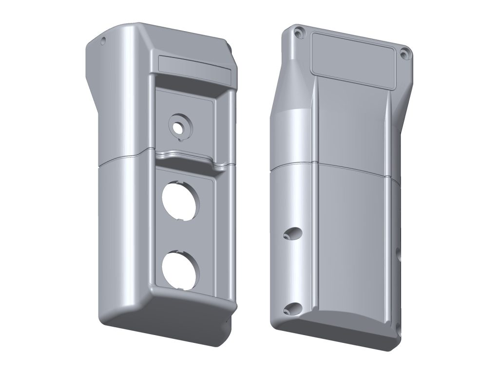3D CAD model of the pendant enclosure front housing and back cover