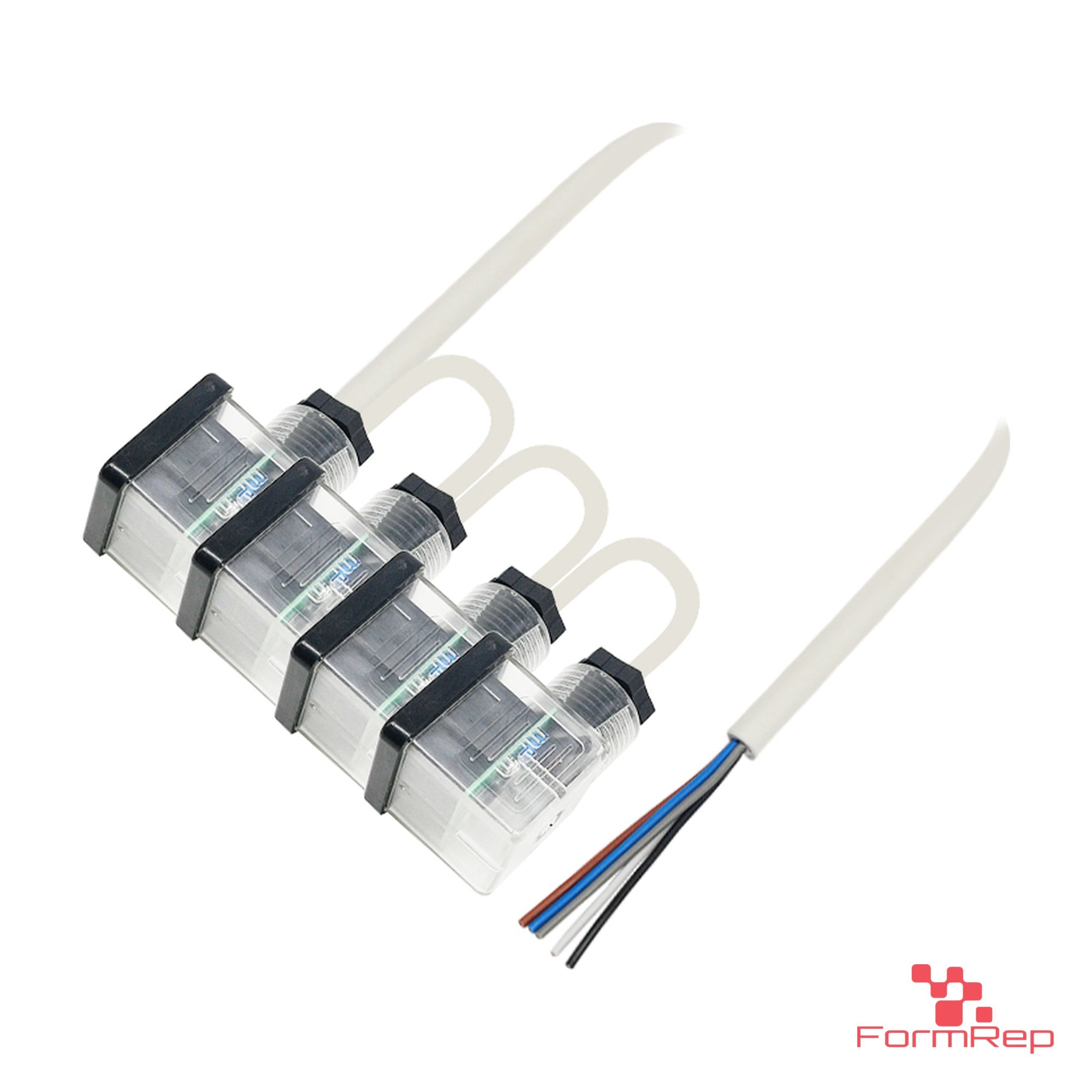 4-Valve Connector Harness, Form A, 2 + PE, Clear Housings, Open End