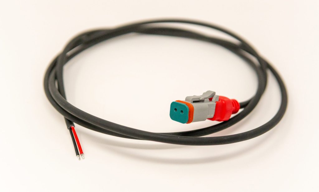 DT connector pigtail with red overmolded boot