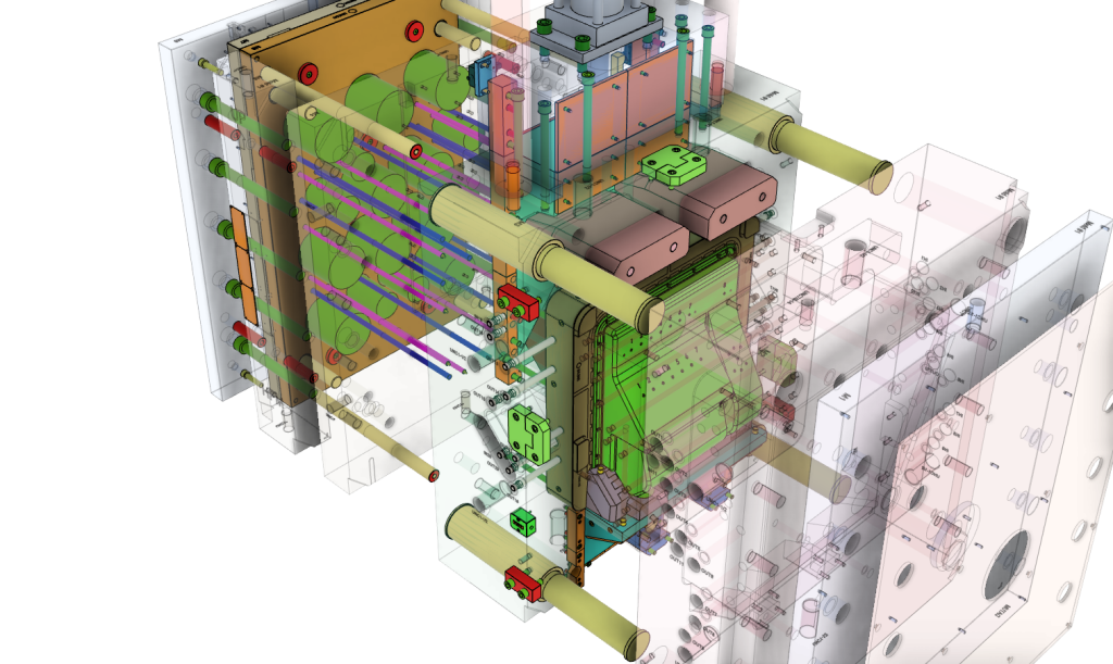 Injection mold design, section view