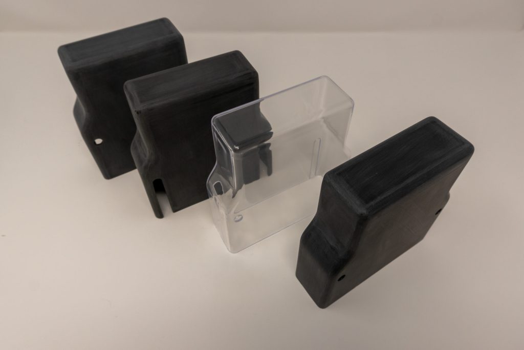 Black and clear molded rectangular covers