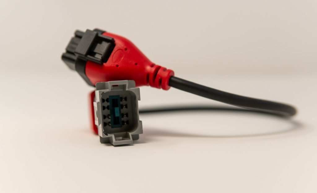 Overmolded cable assembly with red DT connector