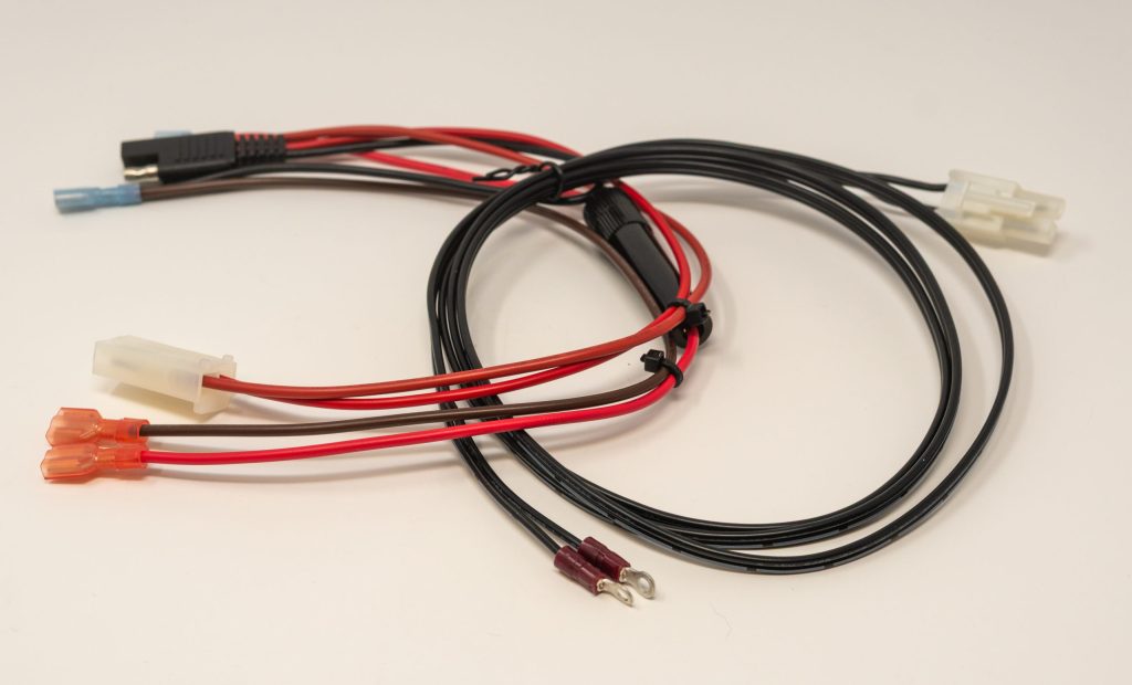 Power wire harness with terminals and connectors